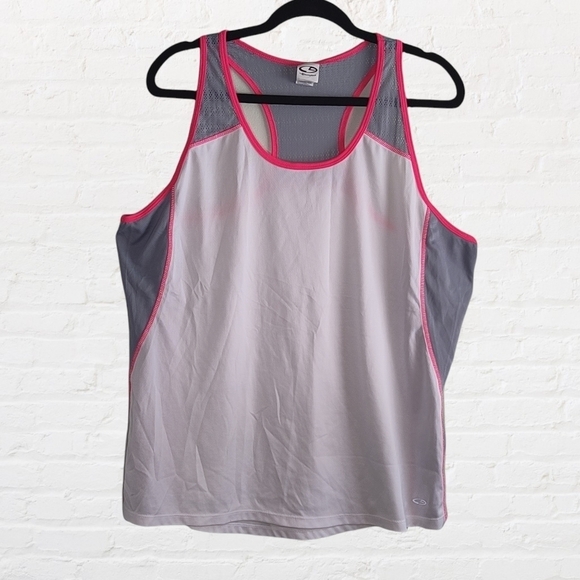 Champion white, grey and pink racerback workout tank top - Picture 1 of 7